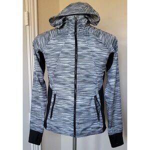 Marmot Women's Black & White Muse‎ Hooded Windbreaker Thumb Hole Jacket Sz MED
